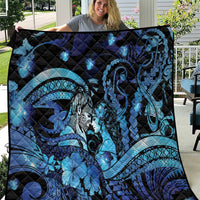 Maori Romantic Valentine Quilt The Hongi Kiss Blue Galaxy DT05 Blue - Polynesian Pride