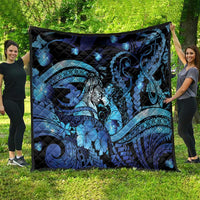 Maori Romantic Valentine Quilt The Hongi Kiss Blue Galaxy DT05 - Polynesian Pride