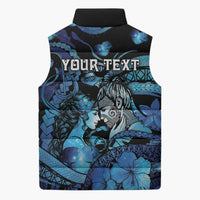Personalised Maori Romantic Valentine Sleeveless Puffer Jacket The Hongi Kiss Blue Galaxy