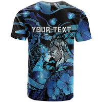 Personalised Maori Romantic Valentine T Shirt The Hongi Kiss Blue Galaxy