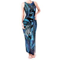 Personalised Maori Romantic Valentine Tank Maxi Dress The Hongi Kiss Blue Galaxy DT05 Women Blue - Polynesian Pride