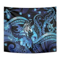 Maori Romantic Valentine Tapestry The Hongi Kiss Blue Galaxy