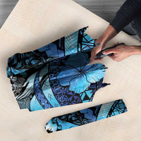 Maori Romantic Valentine Umbrella The Hongi Kiss Blue Galaxy DT05 - Polynesian Pride