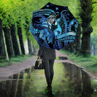 Maori Romantic Valentine Umbrella The Hongi Kiss Blue Galaxy DT05 - Polynesian Pride