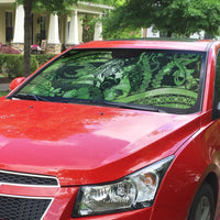 Maori Romantic Valentine Auto Sun Shade The Hongi Kiss Green Galaxy