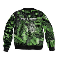 Personalised Maori Romantic Valentine Bomber Jacket The Hongi Kiss Green Galaxy DT05 - Polynesian Pride