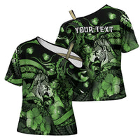 Personalised Maori Romantic Valentine Cross Shoulder Shirt The Hongi Kiss Green Galaxy DT05 - Polynesian Pride