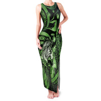 Personalised Maori Romantic Valentine Family Matching Tank Maxi Dress and Hawaiian Shirt The Hongi Kiss Green Galaxy