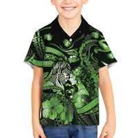 Personalised Maori Romantic Valentine Hawaiian Shirt The Hongi Kiss Green Galaxy DT05 - Polynesian Pride