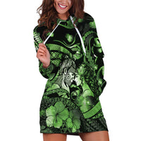Personalised Maori Romantic Valentine Hoodie Dress The Hongi Kiss Green Galaxy