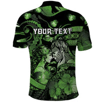 Personalised Maori Romantic Valentine Polo Shirt The Hongi Kiss Green Galaxy DT05 - Polynesian Pride