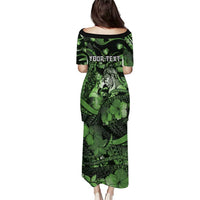 Personalised Maori Romantic Valentine Puletasi The Hongi Kiss Green Galaxy
