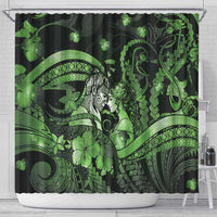 Maori Romantic Valentine Shower Curtain The Hongi Kiss Green Galaxy