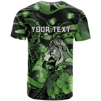 Personalised Maori Romantic Valentine T Shirt The Hongi Kiss Green Galaxy