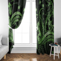 Maori Romantic Valentine Window Curtain The Hongi Kiss Green Galaxy