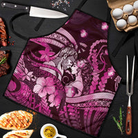 Maori Romantic Valentine Apron The Hongi Kiss Pink Galaxy DT05 Pink - Polynesian Pride
