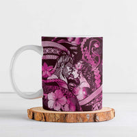 Personalised Maori Romantic Valentine Ceramic Mug The Hongi Kiss Pink Galaxy DT05 Pink - Polynesian Pride