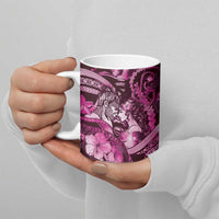 Personalised Maori Romantic Valentine Ceramic Mug The Hongi Kiss Pink Galaxy DT05 - Polynesian Pride