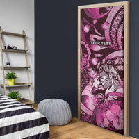 Personalised Maori Romantic Valentine Door Cover The Hongi Kiss Pink Galaxy