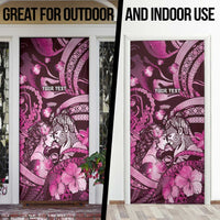 Personalised Maori Romantic Valentine Door Cover The Hongi Kiss Pink Galaxy