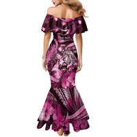 Personalised Maori Romantic Valentine Mermaid Dress The Hongi Kiss Pink Galaxy DT05 - Polynesian Pride