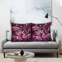 Maori Romantic Valentine Pillow Cover The Hongi Kiss Pink Galaxy