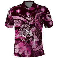 Personalised Maori Romantic Valentine Polo Shirt The Hongi Kiss Pink Galaxy DT05 Pink - Polynesian Pride