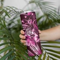 Personalised Maori Romantic Valentine Skinny Tumbler The Hongi Kiss Pink Galaxy