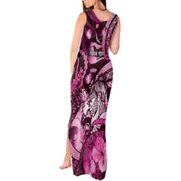 Personalised Maori Romantic Valentine Tank Maxi Dress The Hongi Kiss Pink Galaxy