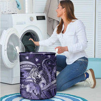 Maori Romantic Valentine Laundry Basket The Hongi Kiss Purple Galaxy