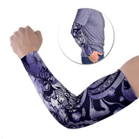 Personalised Maori Romantic Valentine Arm Sleeves The Hongi Kiss Purple Galaxy DT05 Set of 2 Purple - Polynesian Pride