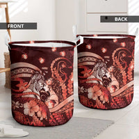Maori Romantic Valentine Laundry Basket The Hongi Kiss Red Galaxy DT05 - Polynesian Pride