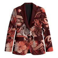 Personalised Maori Romantic Valentine Blazer The Hongi Kiss Red Galaxy DT05 Unisex Red - Polynesian Pride