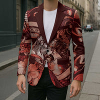 Personalised Maori Romantic Valentine Blazer The Hongi Kiss Red Galaxy DT05 - Polynesian Pride