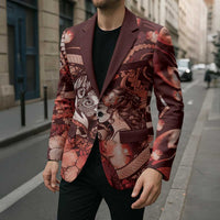 Personalised Maori Romantic Valentine Blazer The Hongi Kiss Red Galaxy DT05 - Polynesian Pride