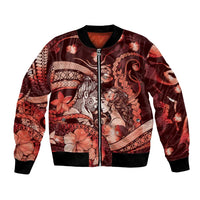 Personalised Maori Romantic Valentine Bomber Jacket The Hongi Kiss Red Galaxy DT05 Unisex Red - Polynesian Pride