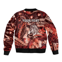 Personalised Maori Romantic Valentine Bomber Jacket The Hongi Kiss Red Galaxy DT05 - Polynesian Pride
