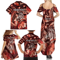 Personalised Maori Romantic Valentine Family Matching Summer Maxi Dress and Hawaiian Shirt The Hongi Kiss Red Galaxy