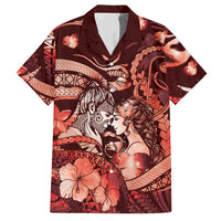 Personalised Maori Romantic Valentine Hawaiian Shirt The Hongi Kiss Red Galaxy DT05 Red - Polynesian Pride