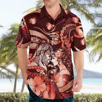 Personalised Maori Romantic Valentine Hawaiian Shirt The Hongi Kiss Red Galaxy DT05 - Polynesian Pride