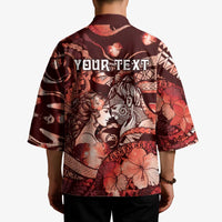 Personalised Maori Romantic Valentine Kimono The Hongi Kiss Red Galaxy DT05 - Polynesian Pride