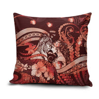 Maori Romantic Valentine Pillow Cover The Hongi Kiss Red Galaxy DT05 Red - Polynesian Pride