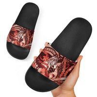 Maori Romantic Valentine Slide Sandals The Hongi Kiss Red Galaxy DT05 - Polynesian Pride