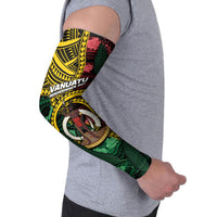 Personalised Vanuatu Independence Day Arm Sleeves Boar Tusk Warrior Tribal Floral Patterns DT05 - Polynesian Pride