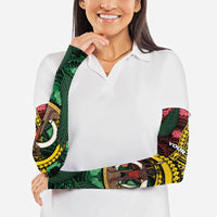 Personalised Vanuatu Independence Day Arm Sleeves Boar Tusk Warrior Tribal Floral Patterns DT05 - Polynesian Pride
