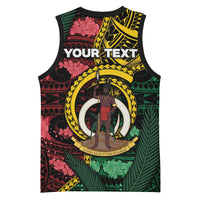 Personalised Vanuatu Independence Day Basketball Jersey Boar Tusk Warrior Tribal Floral Patterns DT05 - Polynesian Pride
