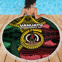 Vanuatu Independence Day Beach Blanket Boar Tusk Warrior Tribal Floral Patterns DT05 - Polynesian Pride