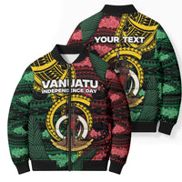 Personalised Vanuatu Independence Day Bomber Puffer Jacket Boar Tusk Warrior Tribal Floral Patterns DT05 - Polynesian Pride