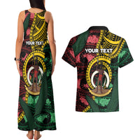 Personalised Vanuatu Independence Day Couples Matching Tank Maxi Dress and Hawaiian Shirt Boar Tusk Warrior Tribal Floral Patterns DT05 - Polynesian Pride