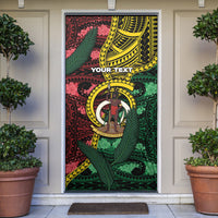 Personalised Vanuatu Independence Day Door Cover Boar Tusk Warrior Tribal Floral Patterns DT05 Multicolor - Polynesian Pride